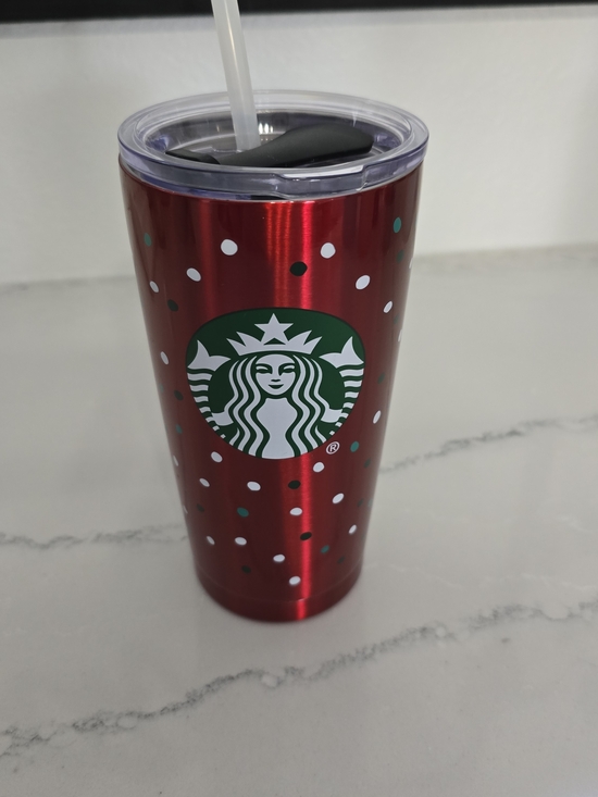 Starbucks Other - Starbucks Red Polka Dot Stainless Tumbler with Straw